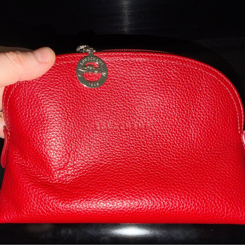 Longchamp Vibrant Red Le Foulonné Pouch